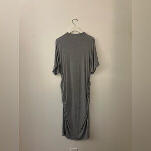 NWT Lane Bryant Midi Gray Dress with Short Sleeves and Ruching on Side US 14/16